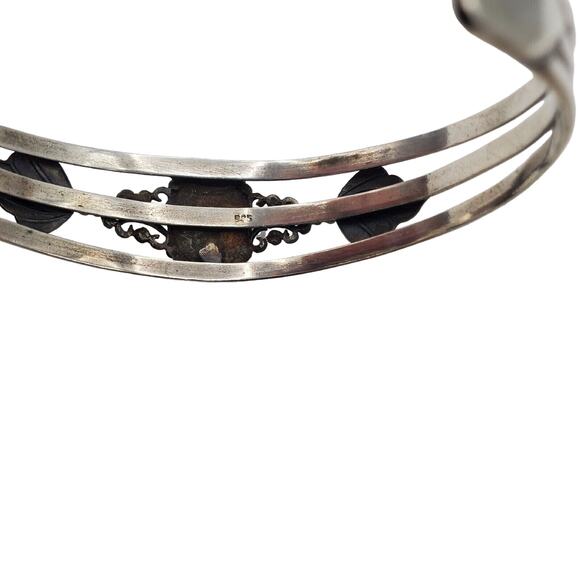 Sterling Silver Cuff Turquoise Bracelet Boho Southwestern Native American Style - Picture 5 of 8